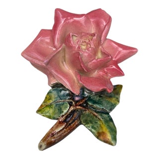 Majolica Rose Wall Pocket Delphin Massier, Circa 1880 For Sale