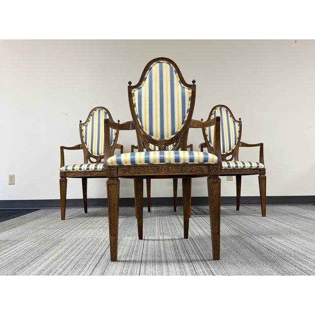 Wood Romweber Louis XVI Neoclassical Revival Dining Chair ~ Set of 4 For Sale - Image 7 of 8