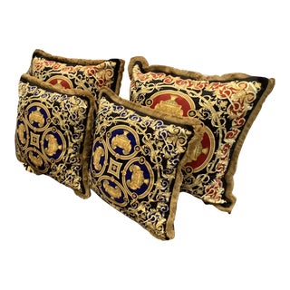 1990s Vintage Lion and Urn Versace Velvet Pillows - Set of 4 For Sale