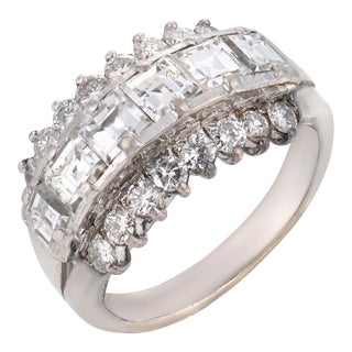 Vintage 1.70 Carat Diamond Low Carat Gold and Silver Ring, Size 4.5 For Sale