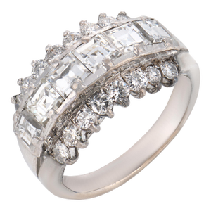 Vintage 1.70 Carat Diamond Low Carat Gold and Silver Ring, Size 4.5