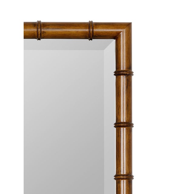 Contemporary Theodore Bamboo Wall Mirror with Beveled Glass For Sale - Image 3 of 5