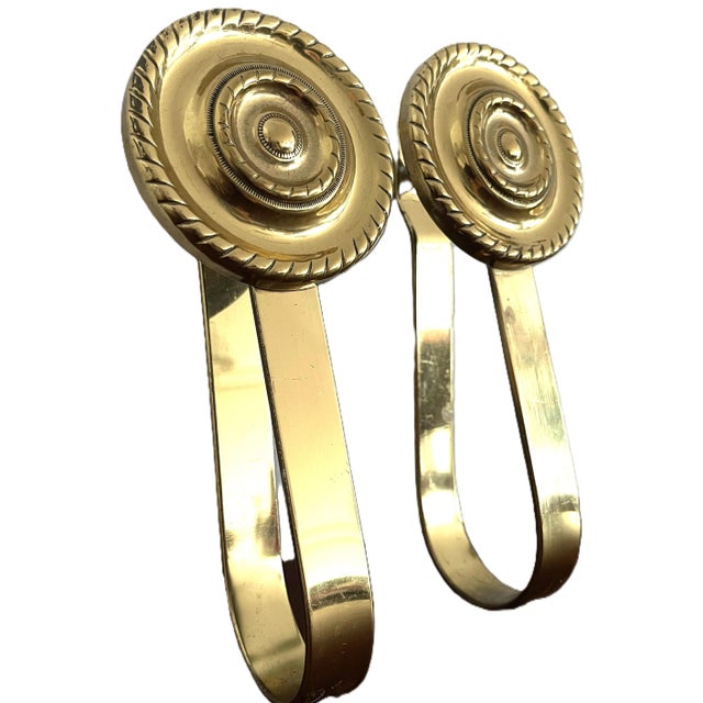 French Art Deco Brass Curtain Holdbacks, 1940s, Set of 2 For Sale - Image 6 of 9