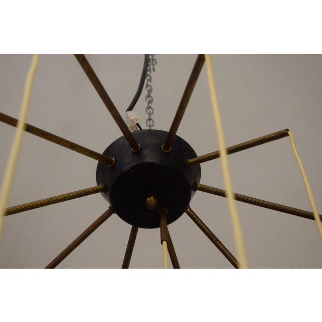 Brass and Metal Chandelier attributed to Stilnovo, 1950s For Sale - Image 6 of 13