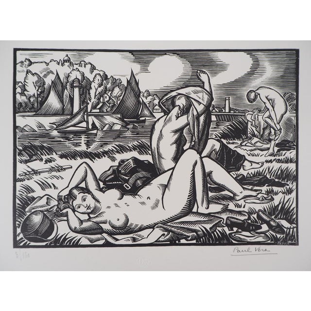 Paul Vera, The Bathers, 1928, Original Woodcut For Sale - Image 7 of 7