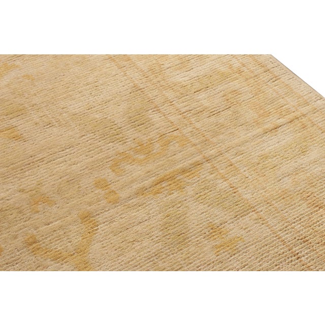 Rug & Kilim Hand-Knotted Antique Spanish European Rug, Gold, Yellow, Beige Floral Pattern For Sale - Image 4 of 6