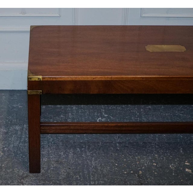 Vintage Reh Kennedy Military Campaign Coffee Table with Brass Fittings from Harrods For Sale - Image 6 of 12