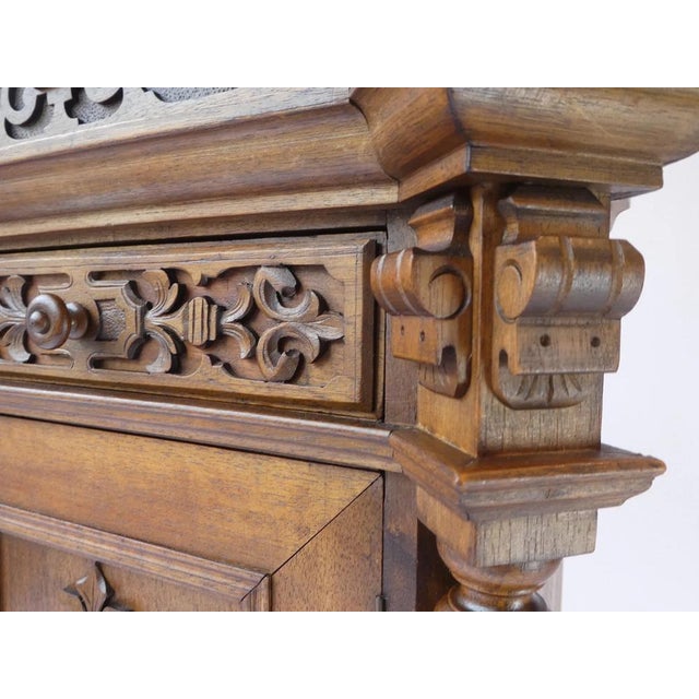 Antique German Carved Wooden Apothecary Cabinet with Floral Details, 1900s For Sale - Image 5 of 11