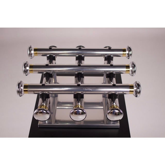 Tubular Chrome and Brass Ceiling Light in the style of Gaetano Sciolari, 1970s For Sale - Image 6 of 11