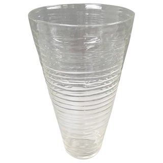 Modern Italian Glass Vase with Round Shape and Spiral by Roberto Faccioli, 1990s For Sale