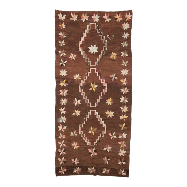 Brown Vintage Kilim Rug For Sale