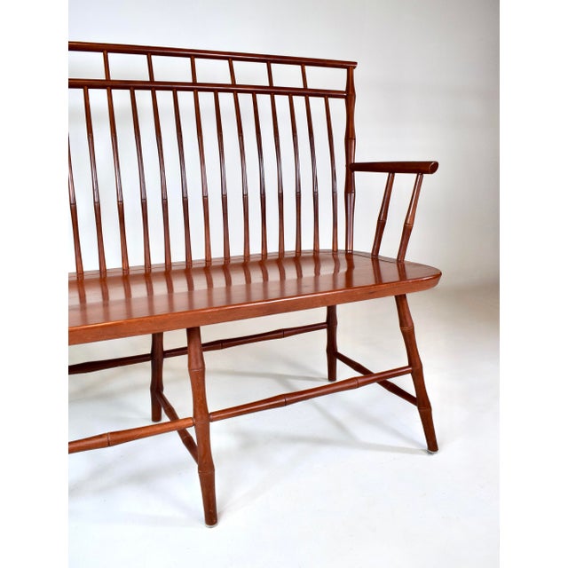 Vintage American Birdcage Windsor Bench, 1990's After Nichols & Stone For Sale - Image 14 of 14