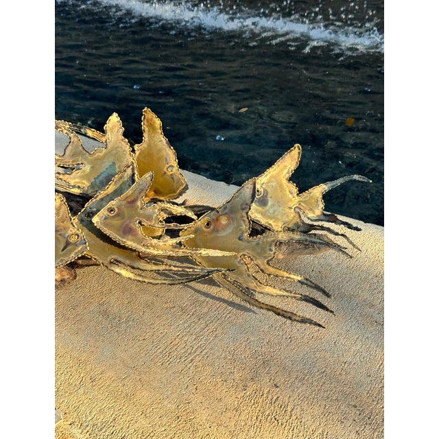 Mid-Century Curtis Jeré Style Brutalist Metal Fish Sculpture on Driftwood For Sale In Austin - Image 6 of 7