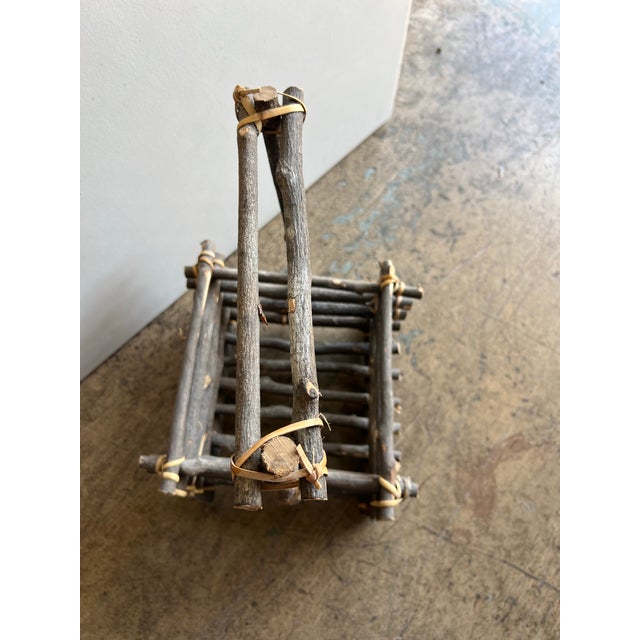 Early 20th Century Vintage Rustic Adirondack Style Basket With Handle For Sale In West Palm - Image 6 of 8