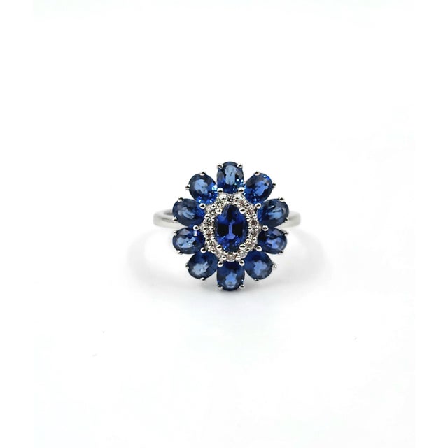 2.00 Ct Natural Sapphire & Diamond Ring, Size 7 For Sale - Image 9 of 9