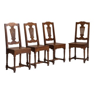 Set of Four 19th Century French Chestnut Brown Eclectic Dining Chairs For Sale