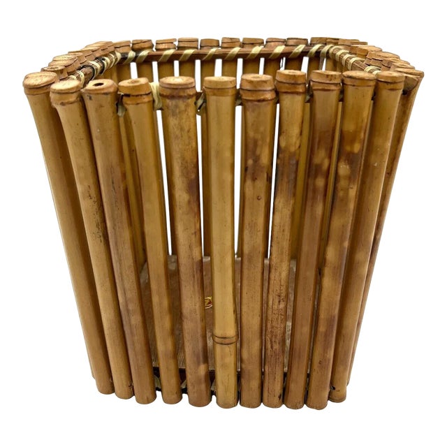 Mid-Century Modern Bamboo Basket For Sale