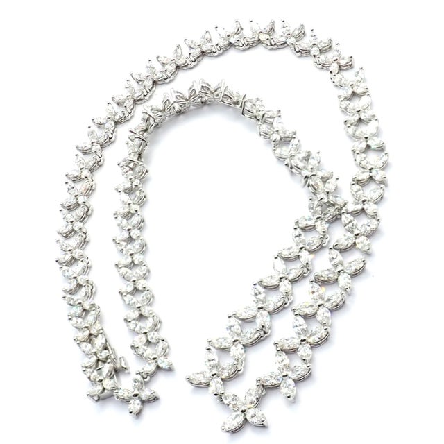 Tiffany & Co. Victoria Platinum Graduated Marque Shape Diamond Necklace. *This necklace comes with Tiffany & Co. pouch and...