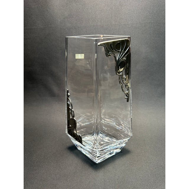 Late 20th Century Florentino Renato Raddi Silver Embellished Crystal Vase For Sale - Image 4 of 12