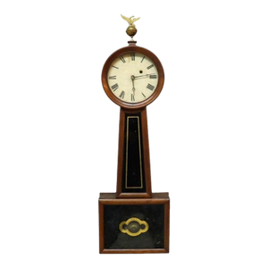 Federal Mahogany Banjo Clock With 2 Eglomise Panels & Eagle Finial C1860