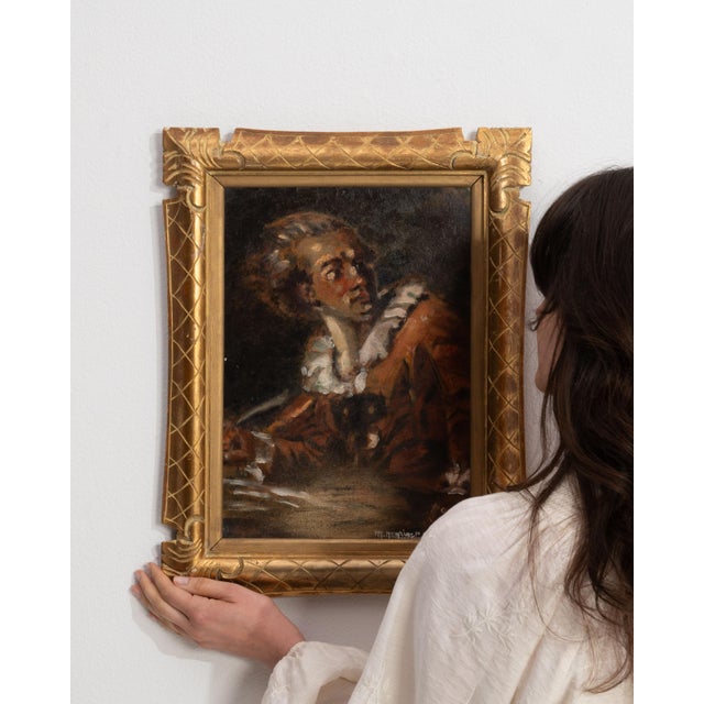 Amber 1940s France Amber Canvas Painting For Sale - Image 8 of 16