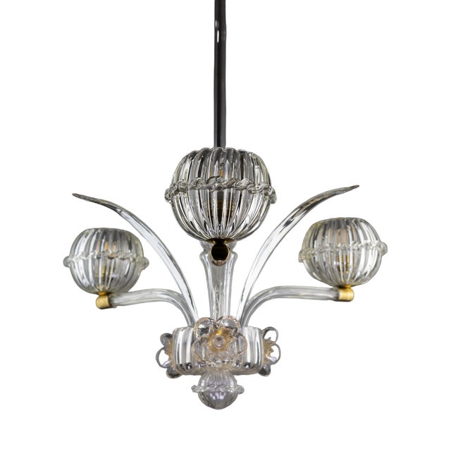 Art Deco Murano Glass Chandelier from Barovier & Toso, 1940s For Sale