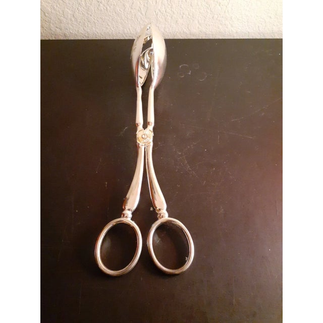 This is VTG Silverplated 10" Salad Serving Tongs Procured at auction BOX B