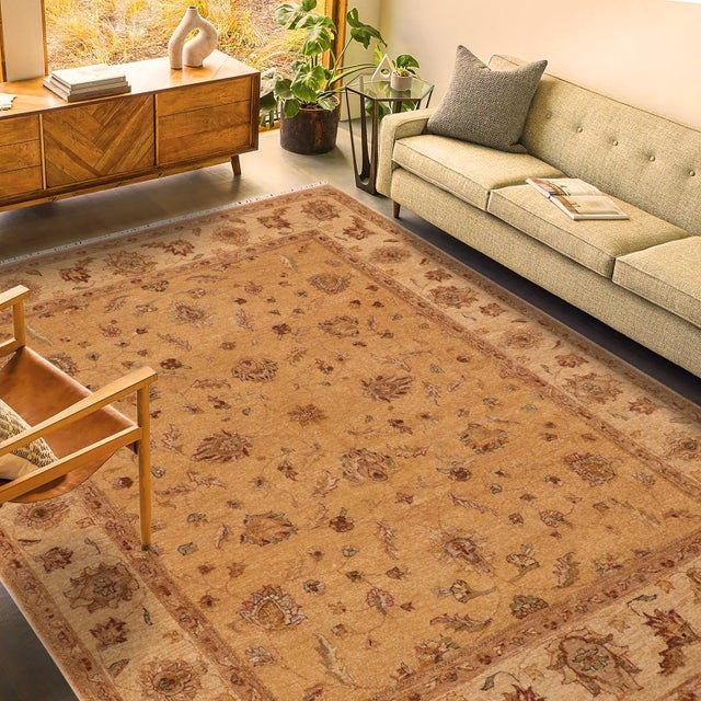 "Enhance the ambiance of your home with this magnificent Persian-influenced Turkish hand-knotted rug made by skilled...