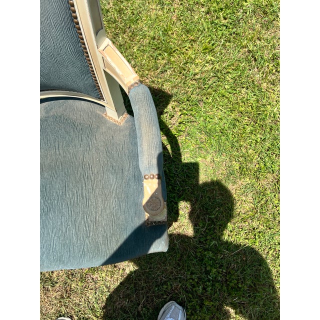 Mid 19th Century French 19th Century Louis XVI Painted Walnut Arm Chairs - Set of 2 For Sale - Image 5 of 12