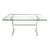 Square Stainless Profile Base Glass Top Dining Writing Work Station Table For Sale