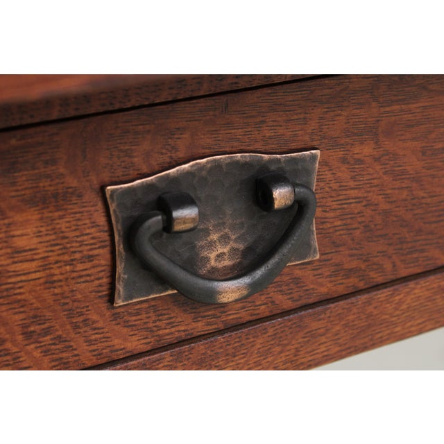 Wood Stickley Mission Oak Flip Top Harvest Console Table For Sale - Image 7 of 18