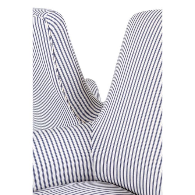 Wood French Armchairs in Princeton Ticking, Set of 2 For Sale - Image 7 of 14