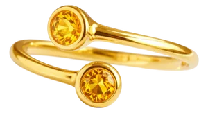 Citrine Round Cut Bezel-Set Open Band Ring – November Birthstone Gold Ring Us 7
