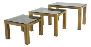 Vintage Hollywood Regency Brass Coffee Tables, 1970s, Set of 3