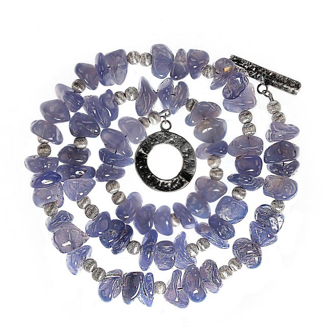 Blue Chalcedony Highly Polished Nugget Necklace For Sale In Raleigh - Image 6 of 6