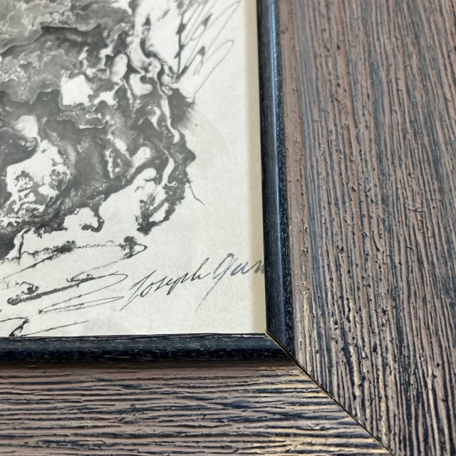 Abstract 1970’s Original Small Abstract Watercolor Painting Distressed Wood Frame Signed For Sale - Image 3 of 4