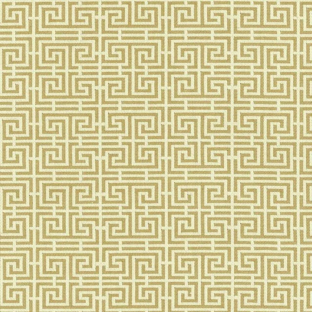 Modern Sample - Schumacher Chinois Fret Fabric in Camel / Cream For Sale - Image 3 of 3