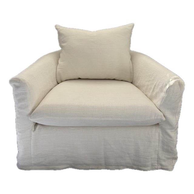 Wren Linen Slipcovered Chair by Community MFG For Sale