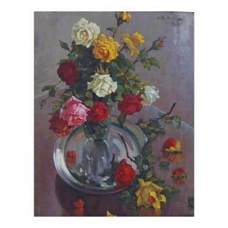 Roses Still Life Painting, 1978 For Sale