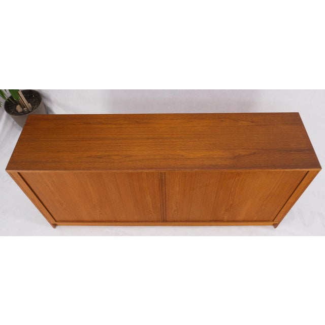 Mid 20th Century Tambour Doors 12 Deep Drawers 3 Shelves Danish Teak Mid-Century Modern Credenza For Sale - Image 5 of 18
