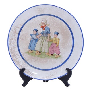 Antique Dresden Fine China Porcelain Cake Plate Dutch Children For Sale