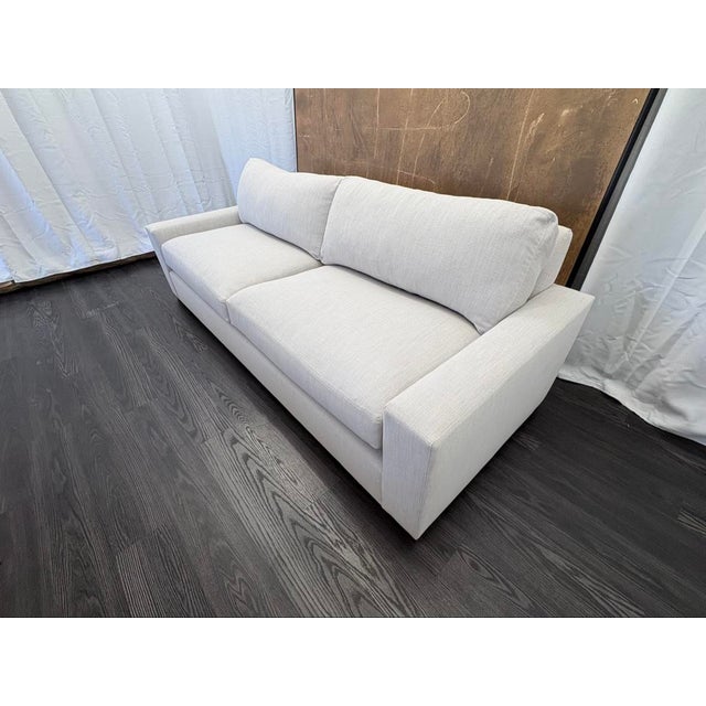 Wood Rh Maxwell 8' Classic Sofa — 2-Cushion | Perennials Performance Linen Weave | Dove For Sale - Image 7 of 18