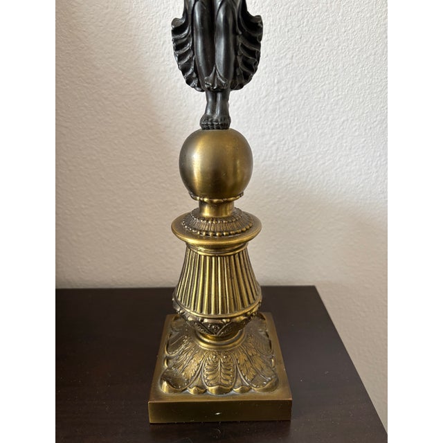 Mid 20th Century Pair of 24" Classical Revival Figural Candelabra W/ Gilt Accents For Sale - Image 4 of 8