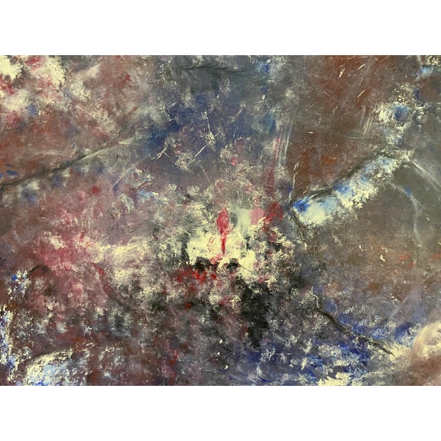 Large 5' x 4' abstract expressionist oil on canvas painting. Signed by artist and dated 2011.