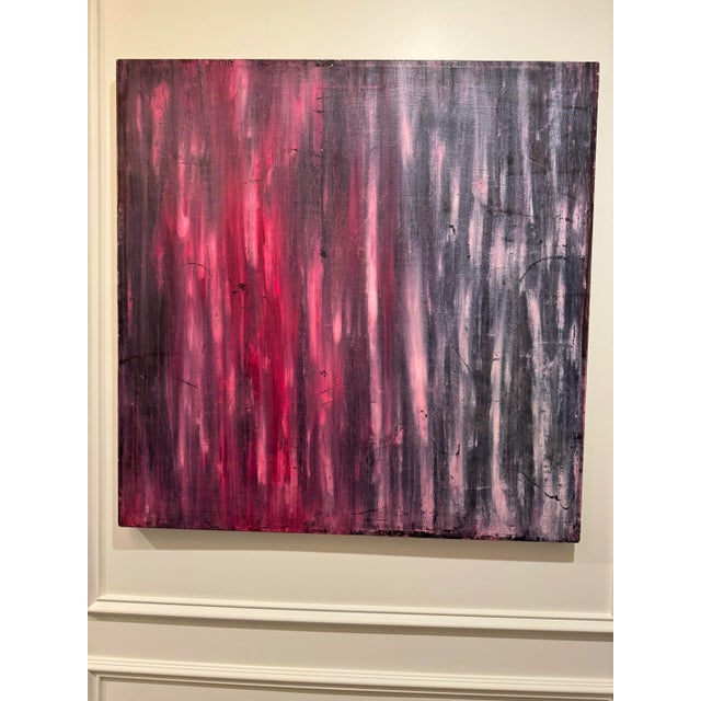 Packed with color and movement, this modern abstract painting on canvas is large and make a very big impression and light...