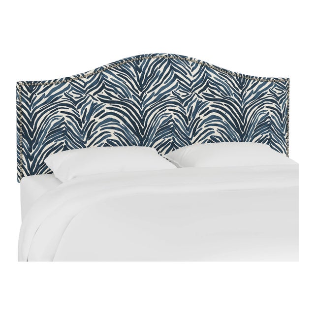 Ashland Headboard in Blue Washed Zebra, King For Sale