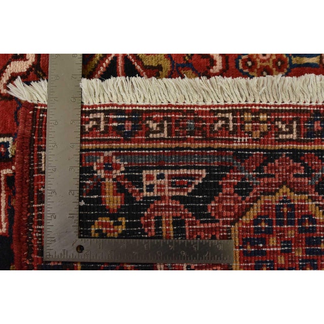Heriz Rug 8’2” X 11’9” Red Wool Vintage Tribal Hand-Knotted Oriental Carpet For Sale - Image 15 of 15