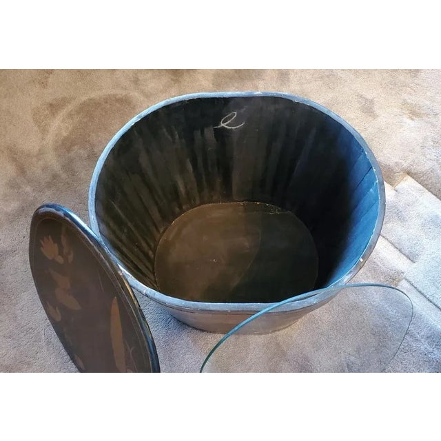 Vintage Asian Side Table Base With Matching Lid and Glass Top For Sale In Los Angeles - Image 6 of 12