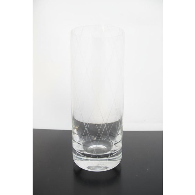 Late 20th Century Tiffany & Co Crystal Etched Diamond Criss Cross Water Glass Tumbler Set of 4 For Sale - Image 5 of 10