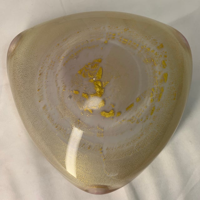 Mid-20th Century Modern Barovier & Toso Murano Glass Pink Cigar Ashtray With Gold Aventurine Exterior For Sale In Chicago - Image 6 of 7
